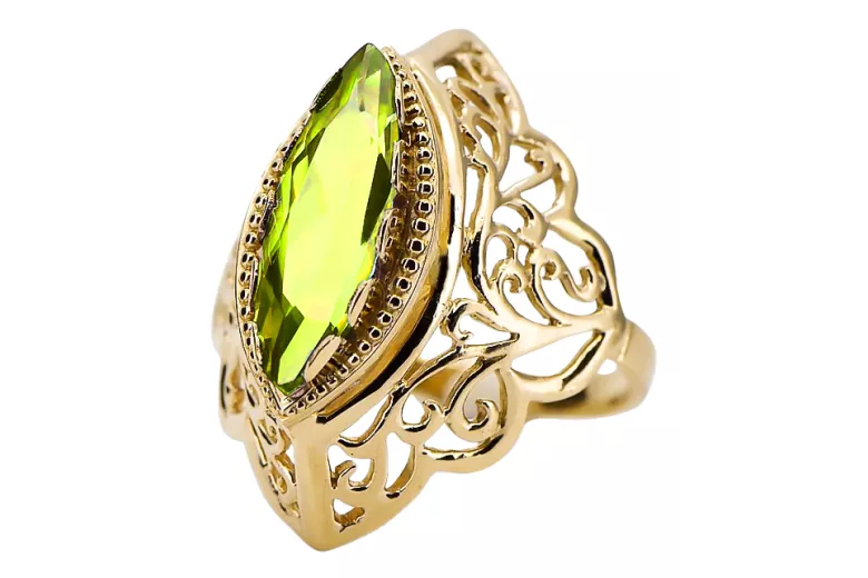 Yellow Peridot 14K Yellow gold Ring Vintage craft vrc017y